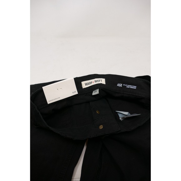 Warp+Weft Aspen Pitch Black Utility Crop Straight Pants Size 0/25 Treated HEIQ - Picture 6 of 12